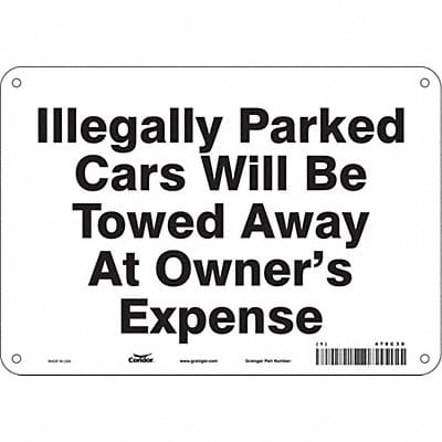 Vehicles Will Be Towed Sign 7 x 10