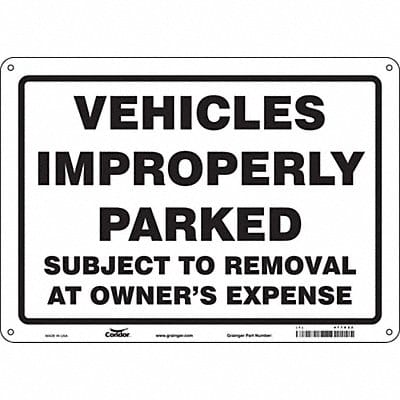 Improperly Parked Vehicles Sign 10 x14
