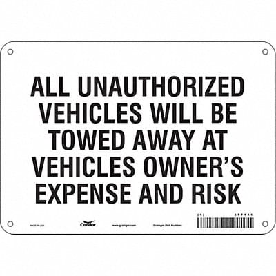Vehicles Will Be Towed Sign White 7x10