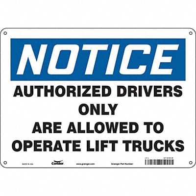 Safety Sign 10 inx14 in Polyethylene