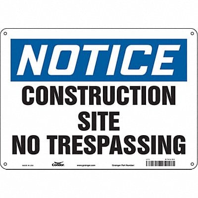 Safety Sign 10 inx14 in Polyethylene