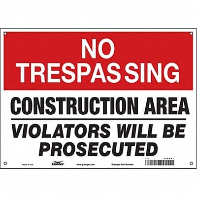 Safety Sign 10 inx14 in Polyethylene