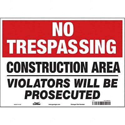Safety Sign 10 in x 14 in Vinyl