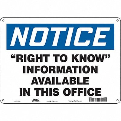 Safety Sign 10 in x 14 in Polyethylene