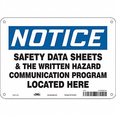 J9712 Safety Sign 7 inx10 in Polyethylene