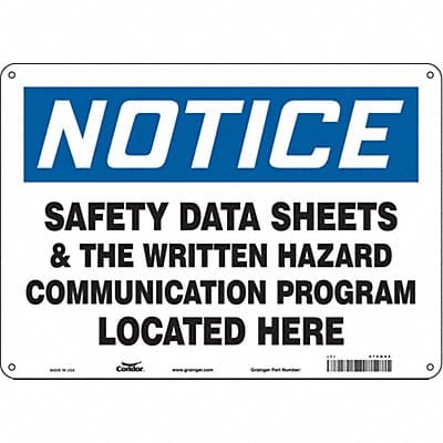 J9712 Safety Sign 10 inx14 in Polyethylene