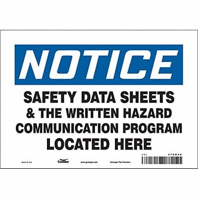 J9712 Safety Sign 7 inx10 in Vinyl