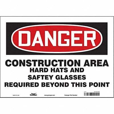Safety Sign 10 inx14 in Vinyl