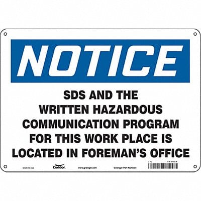Safety Sign 10 in x 14 in Aluminum
