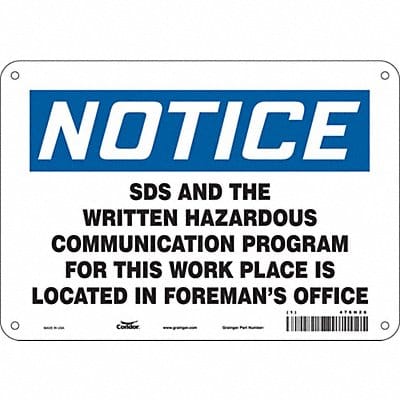 Safety Sign 7 inx10 in Polyethylene