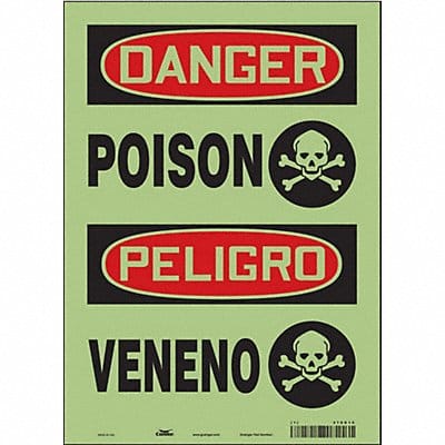 Safety Sign 14 in x 10 in Glow Vinyl