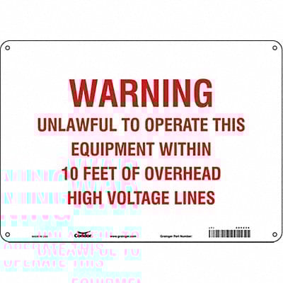 Safety Sign 10 in x 14 in Polyethylene