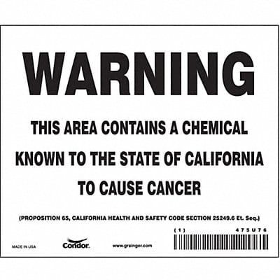 Safety Sign 6 Wx5 H 0.004 Thickness