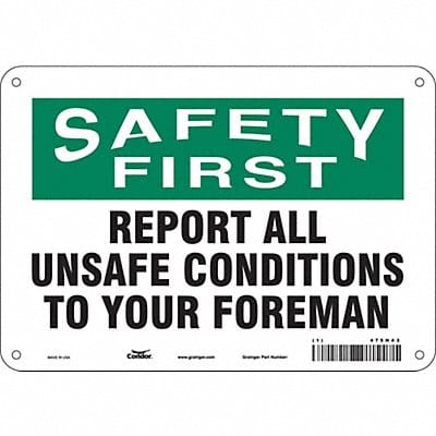 Safety Sign 7 in x 10 in Polyethylene