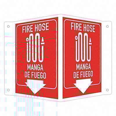 Fire Extingsher Fire Hose Sign 6x7 1/2in