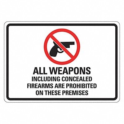 Rflctive No Weapons Sign 7x10in Aluminum
