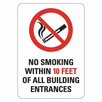 Rflct No Smoking Sign 14x10in Aluminum