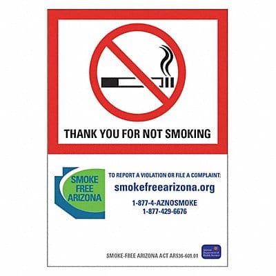 Rflct No Smoking Sign 14x10in Aluminum