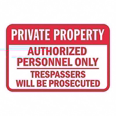 Rflctv Private Property Sign 12x18in Alu