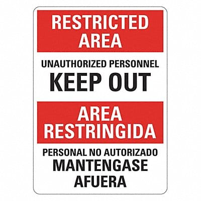Restricted Area Sign 14inx10in Plastic