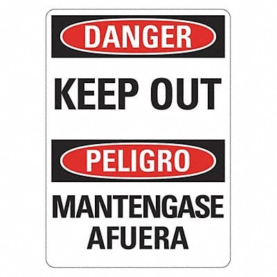 Danger Sign 14 in x 10 in Plastic
