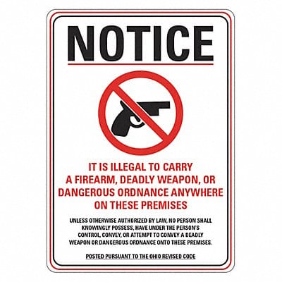 Eco Weapons Notice Sign 14x10in
