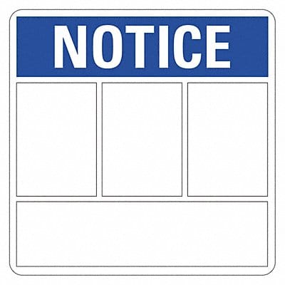 Notice Sign Blank 10 in x 10 in Plastic