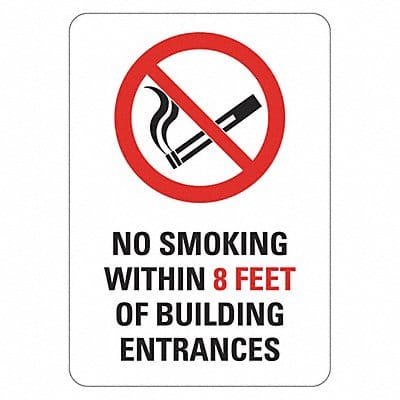No Smoking Sign 7x5in Reflctv Sheet PK2
