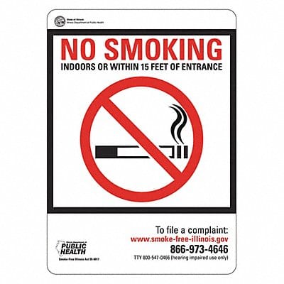 No Smoking Sign 10inx7in Non-PVC Polymer