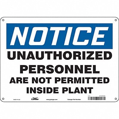Safety Sign 10 in x 14 in Aluminum