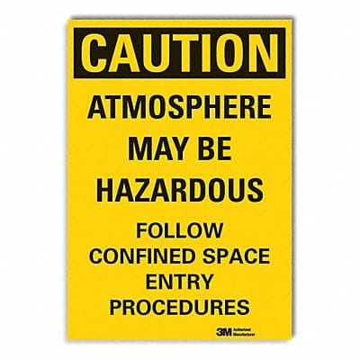 Confined Space Caution Rflct Lbl 7x5in