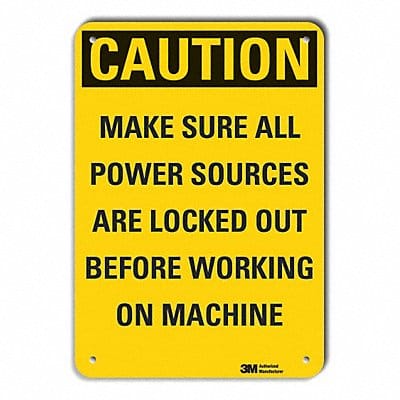 Rflct Lockout Tagout Caution Sign 7x10in