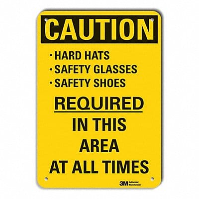 Rflct Hard Hat Caution Sign 10x7in Alum