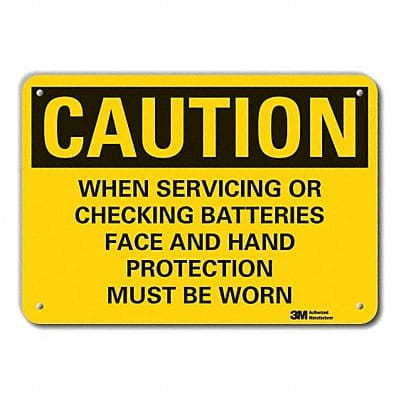 Rflct Batt. Hzrd Caution Sign 7x10in