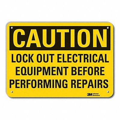 Rflct Lockout Tagout Caution Sign 7x10in