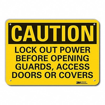 Rflct Lockout Tagout Caut Sign 10x14in