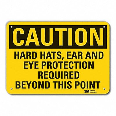 Rflct Hard Hat Caution Sign 10x14in Alum