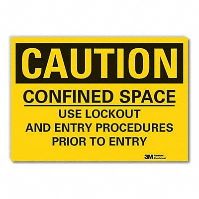 Confined Space Caution Rflctv Lbl 7x10in