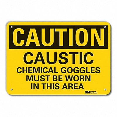 Rflct Caustic Caution Sign 10x14in Alum
