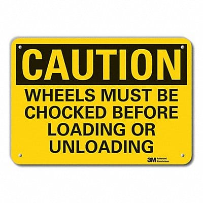 Rflctv Chock Wheel Caut Sign 10x14in Alu