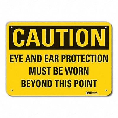 Rflct Eye Ear Caution Sign 7x10in Alum
