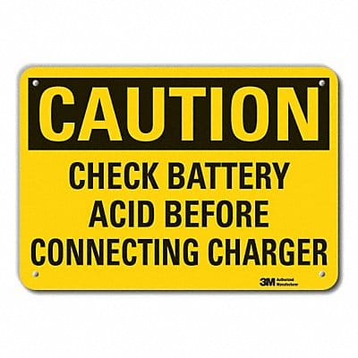 Rflct Batt. Hzrd Caution Sign 7x10in