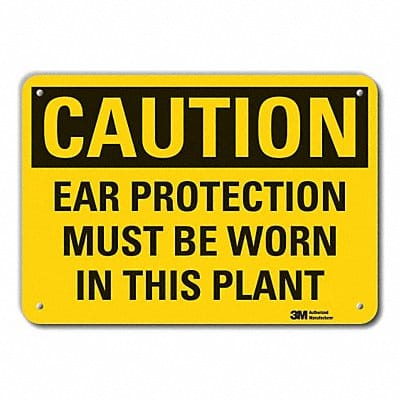 Rflct Hearing Caution Sign 7x10in Alum