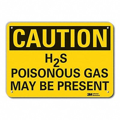 Rflctv H2S Poison Gas Caut Sign 10x14in