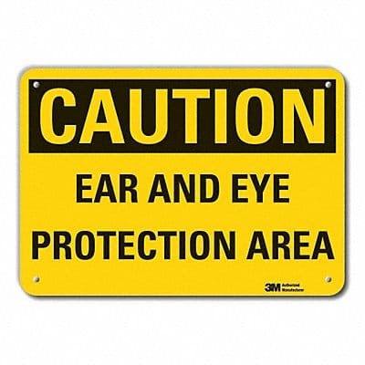 Rflct Eye Ear Caution Sign 10x14in Alum