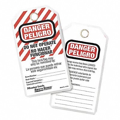 Danger Bilingual Tag 3-1/8 in W PK12