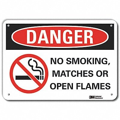 Rflct No Smoking Danger Sign 7x10in Alum