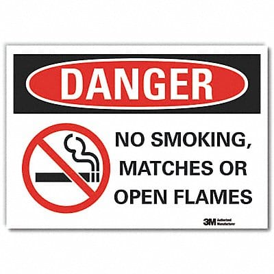 No Smoking Danger Rflctv Label 3.5inx5in