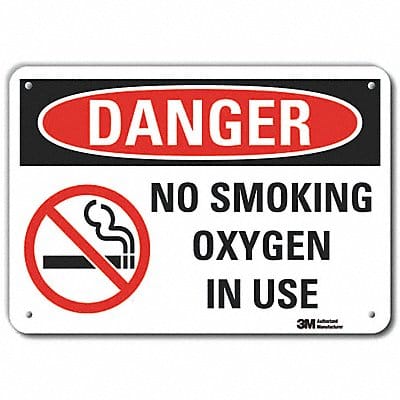 Rflct No Smoking Danger Sign 7x10in Alum