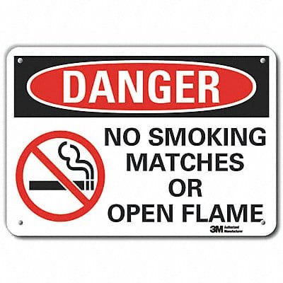 Rflctv No Smoking Dangr Sign 10x14in Alu